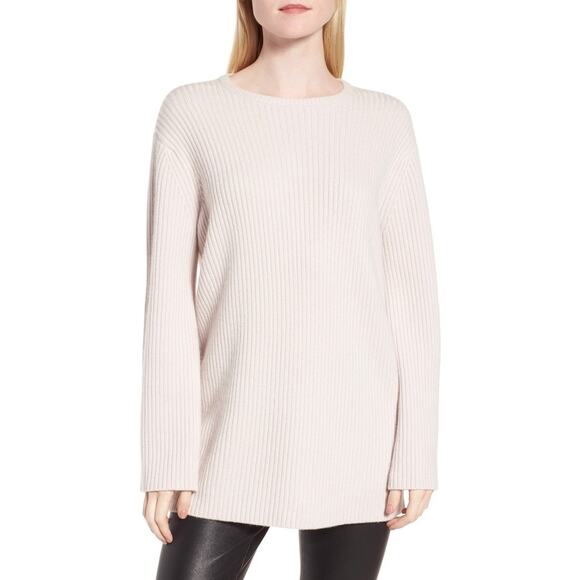 Nordstrom Signature Tie Back Cashmere Blend Sweater in Pale Pink Sz S Oversized - Picture 1 of 7